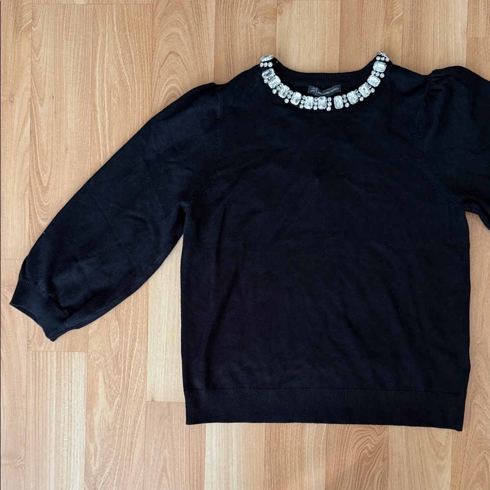 Adrianna Papell Black Top with Crystal Embellishments